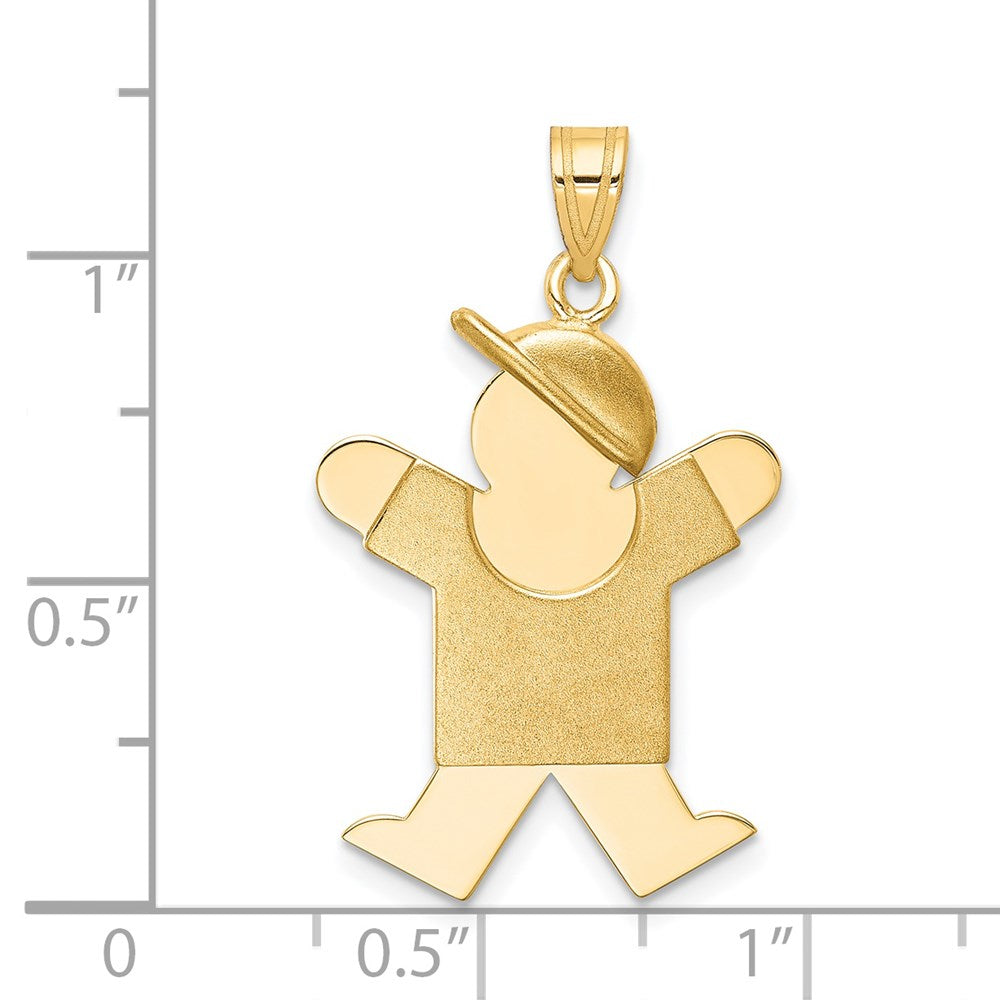 14k Solid Engravable Boy with Hat on Right Charm