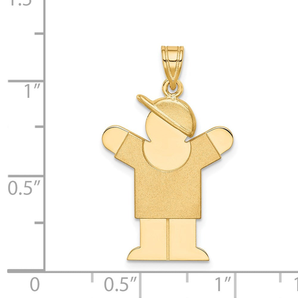 14k Solid Engravable Boy with Hat on Right Charm