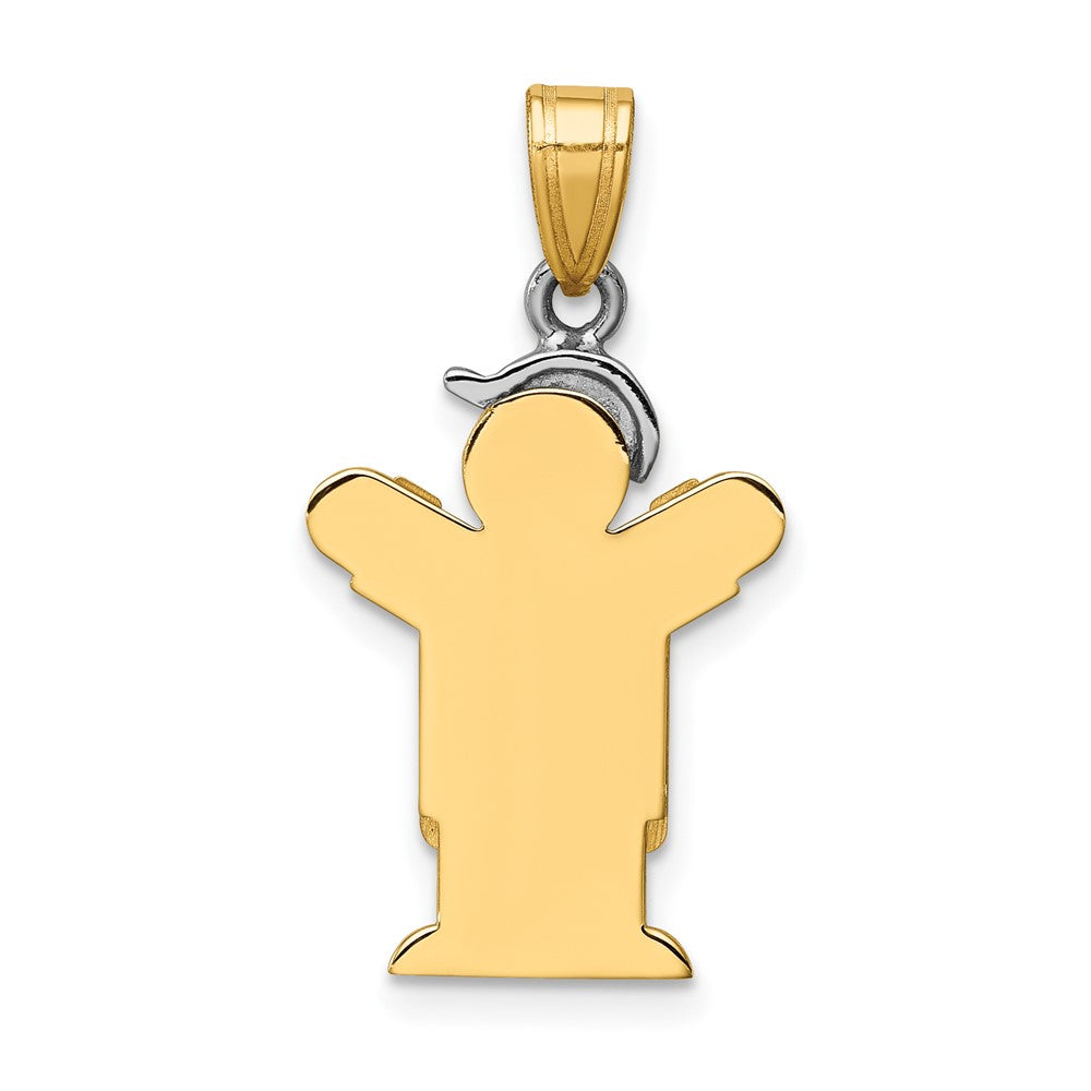14k Two-Tone Small Boy with Hat on Left Engravable Charm