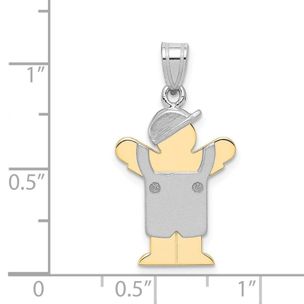 14k Two-Tone Small Boy with Hat on Left Engravable Charm