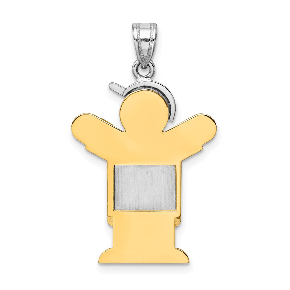 14k Two-Tone Large Boy with Hat on Left Engravable Charm
