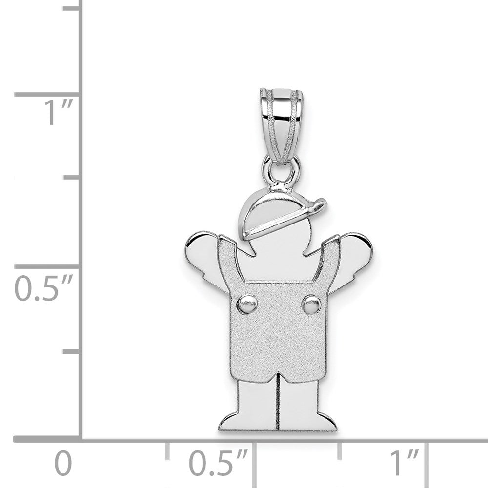14k White Gold Small Boy with Hat on Left Engravable Charm
