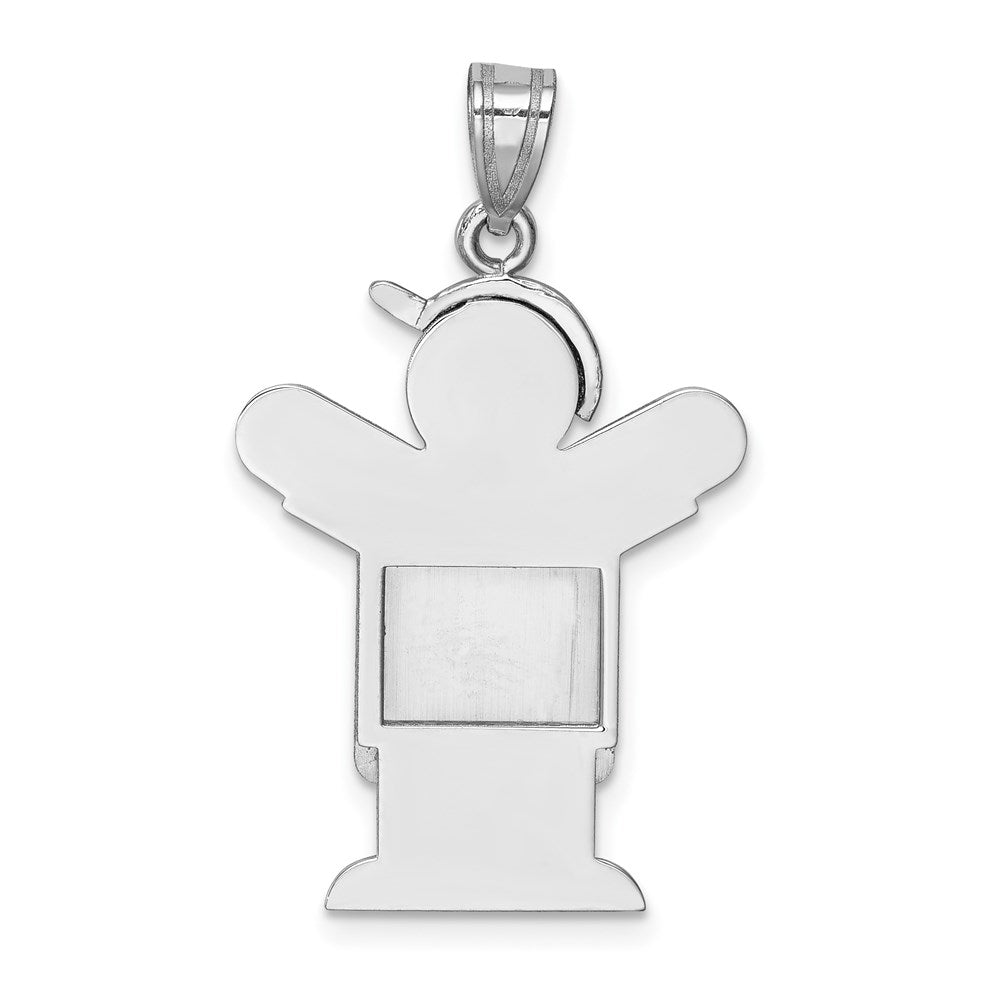 14k White Gold Medium Boy with Hat on Left Engravable Charm