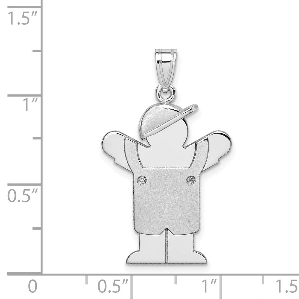 14k White Gold Medium Boy with Hat on Left Engravable Charm