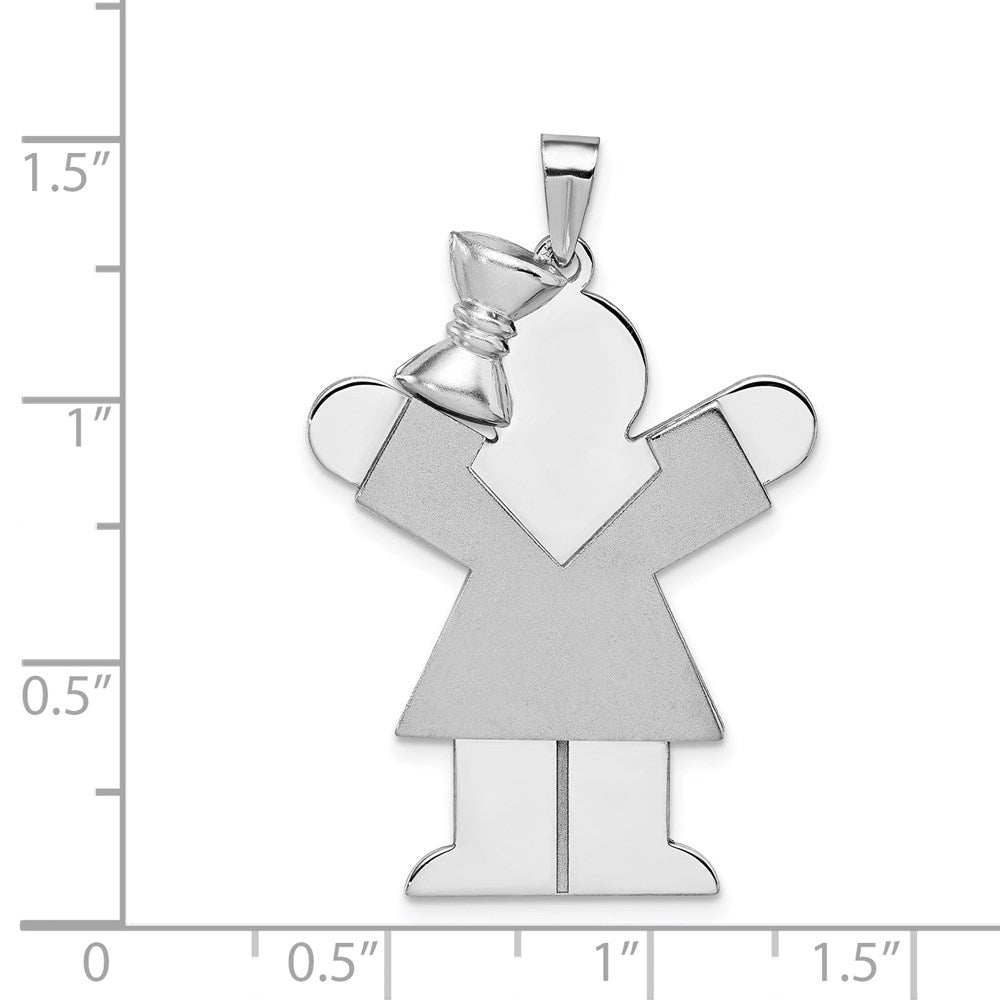14k White Gold Large Girl with Bow on Left Engravable Charm