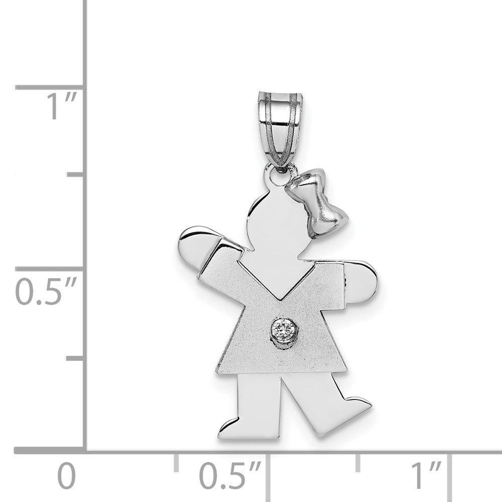 14k White Gold AA Diamond Kid Pendant