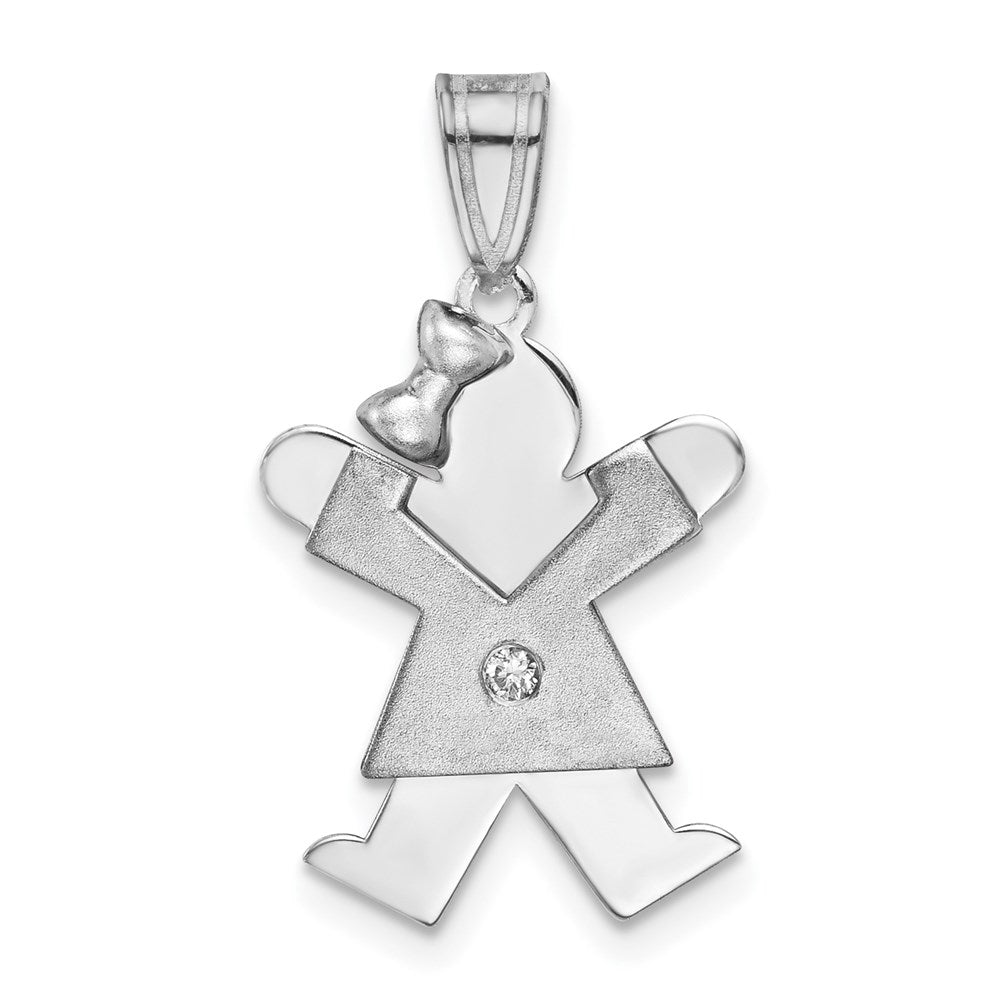 14k White Gold AA Diamond Kid Pendant
