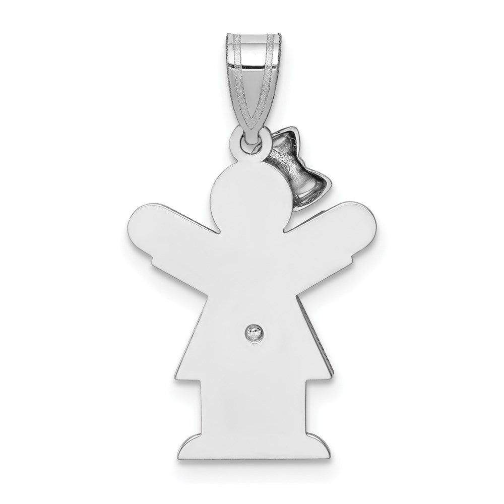 14k White Gold AA Diamond Kid Pendant