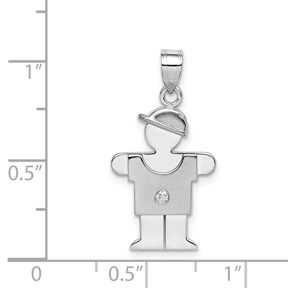 14k White Gold AA Diamond Kid Pendant