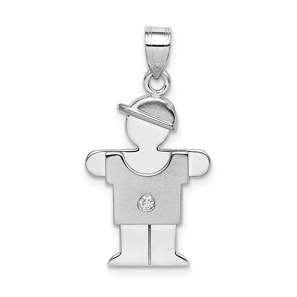 14k White Gold AA Diamond Kid Pendant