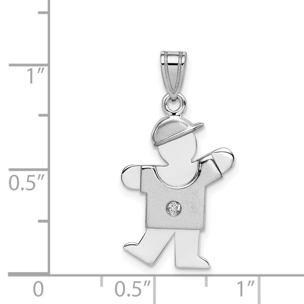 14k White Gold AA Diamond Kid Pendant