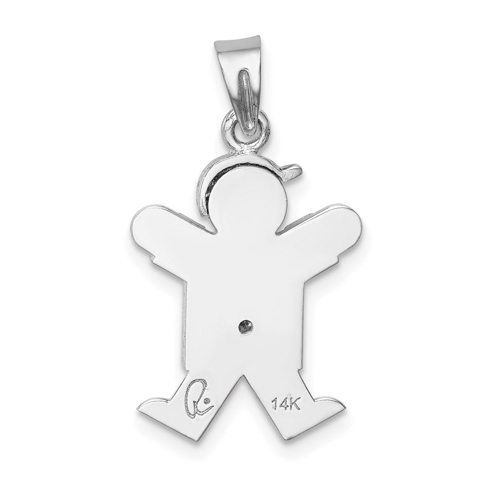 14k White Gold AA Diamond Kid Pendant