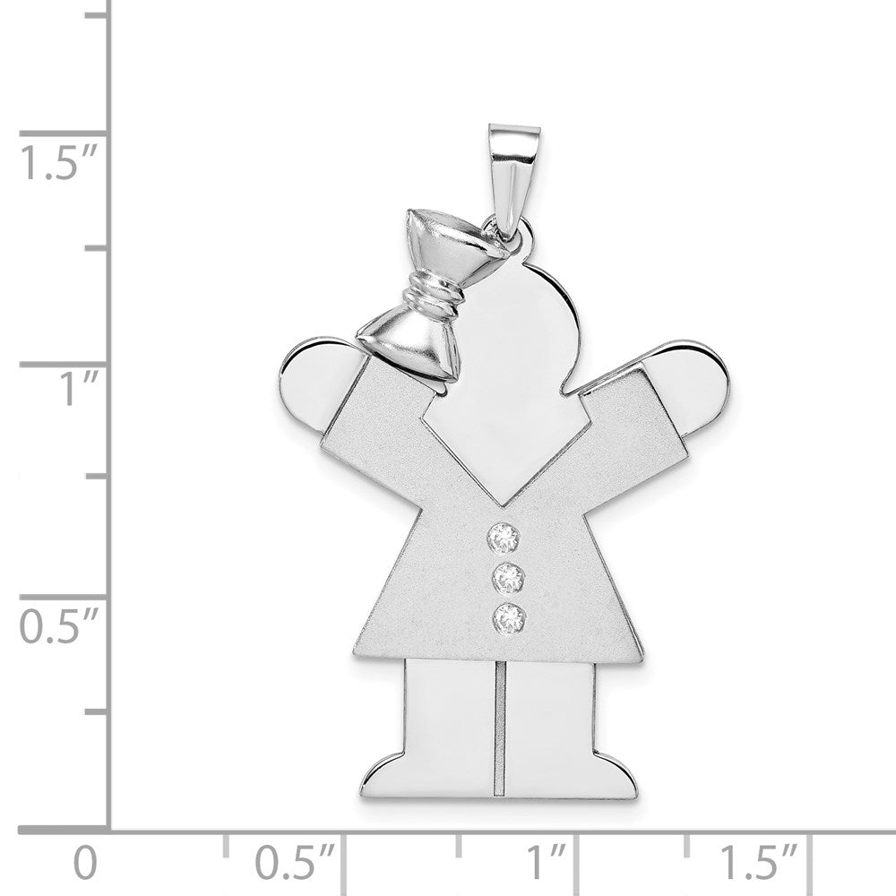 14k White Gold AA Diamond Kid Pendant