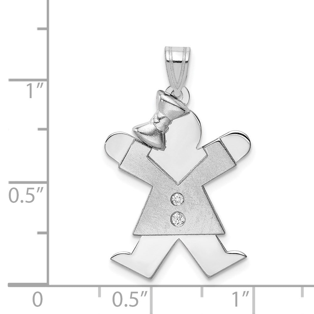 14k White Gold AA Diamond Kid Pendant