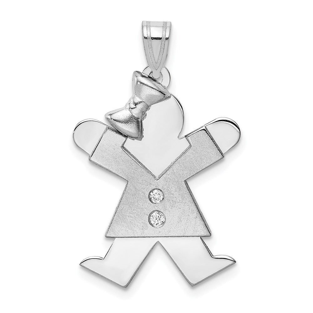 14k White Gold AA Diamond Kid Pendant