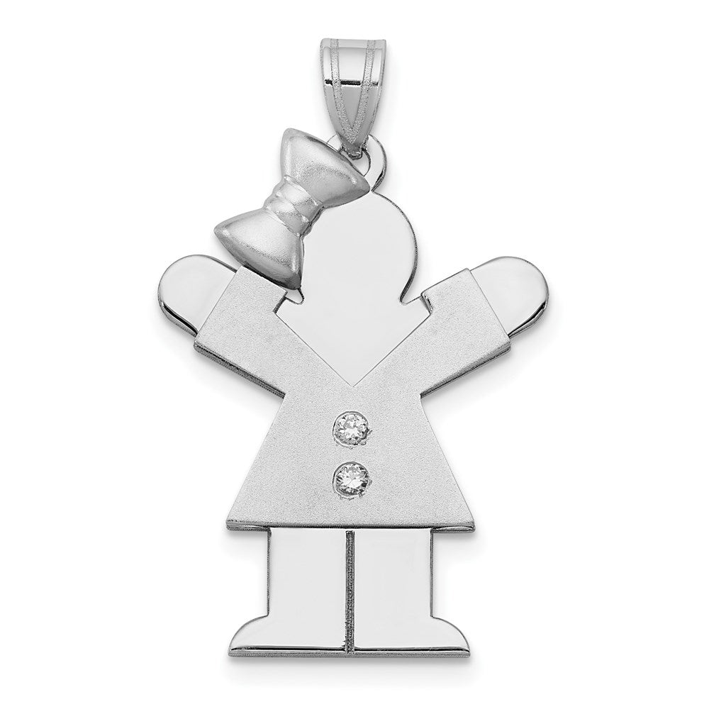 14k White Gold AA Diamond Kid Pendant
