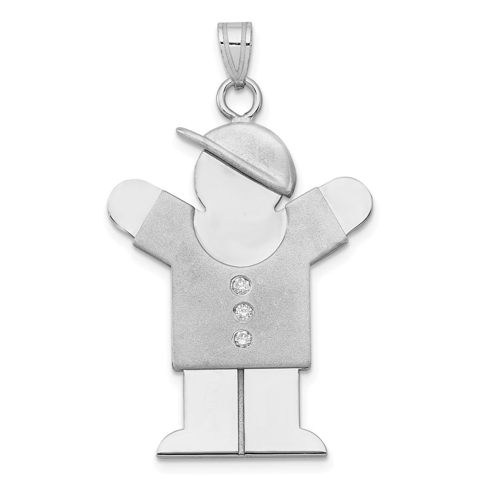 14k White Gold AA Diamond Kid Pendant