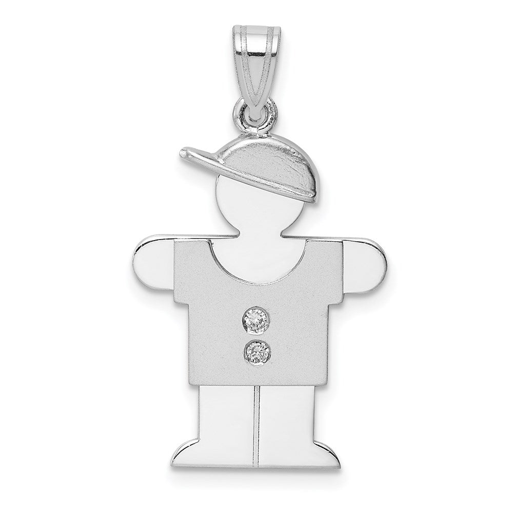 14k White Gold AA Diamond Kid Pendant