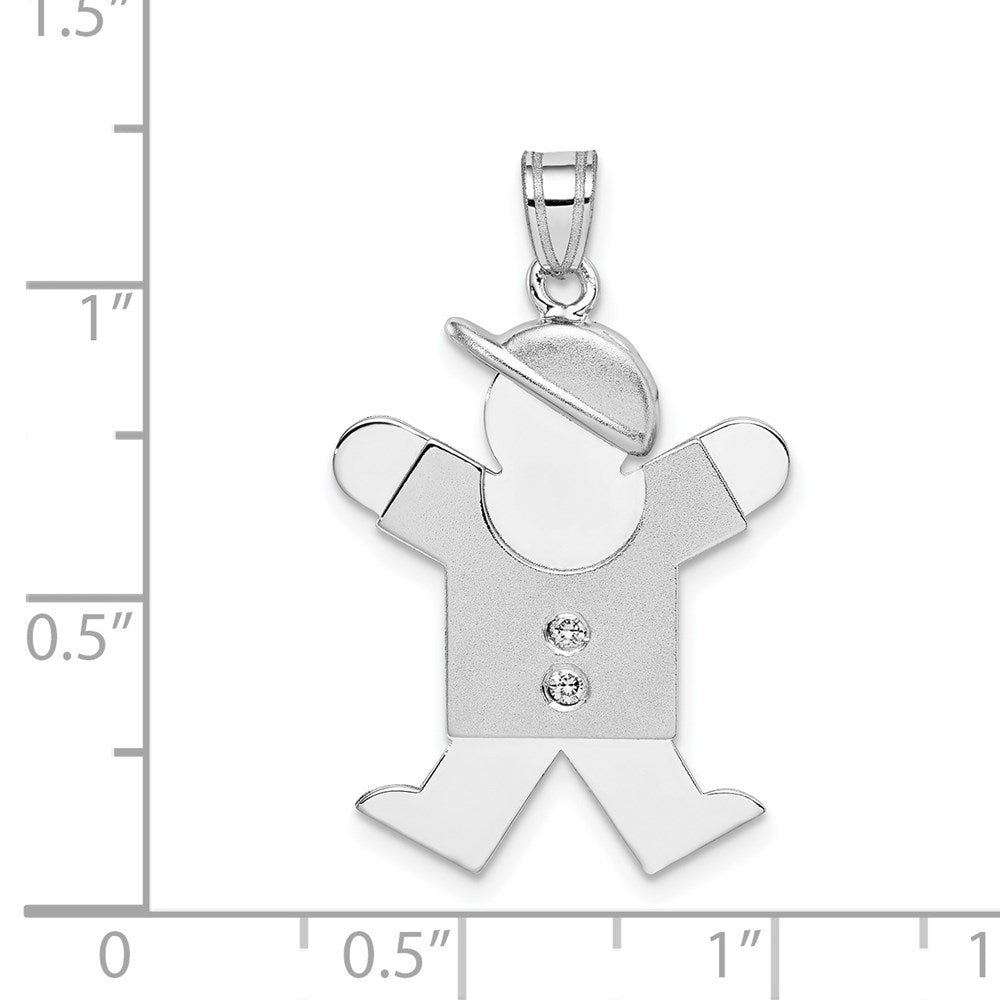14k White Gold AA Diamond Kid Pendant