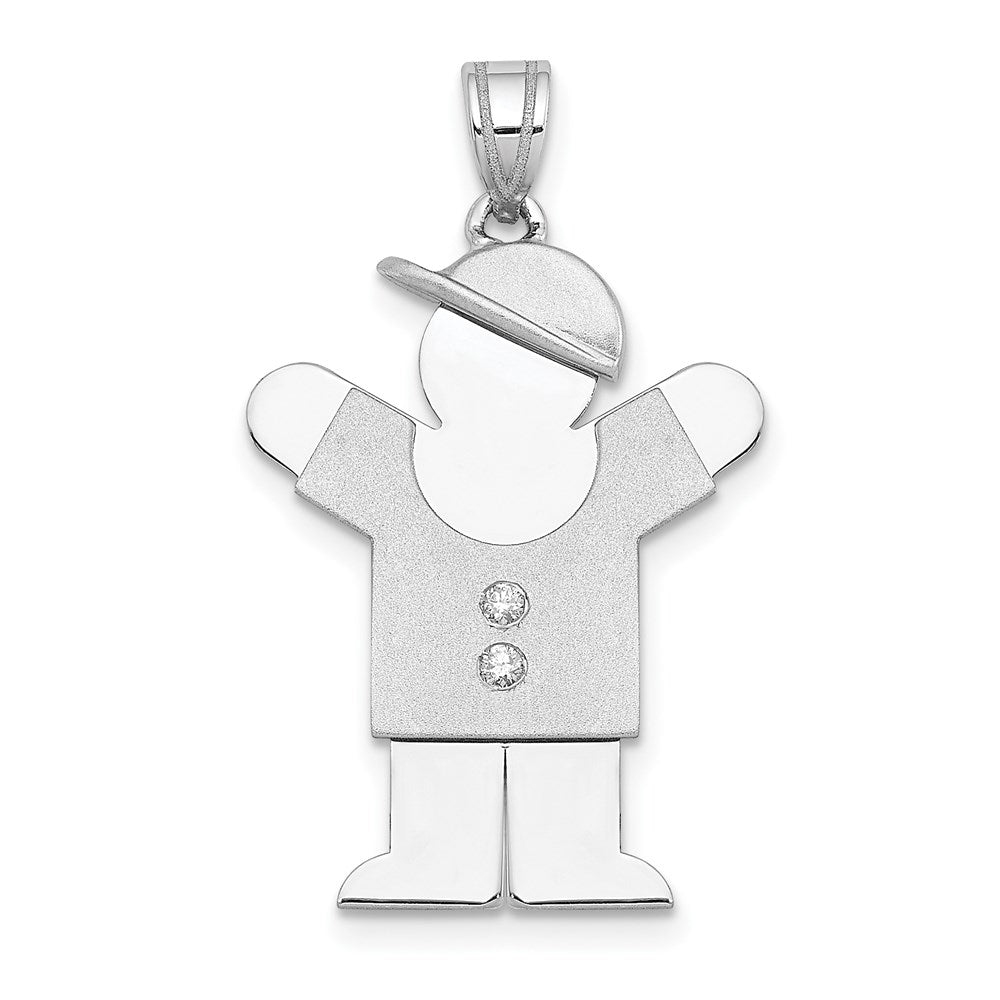 14k White Gold AA Diamond Kid Pendant