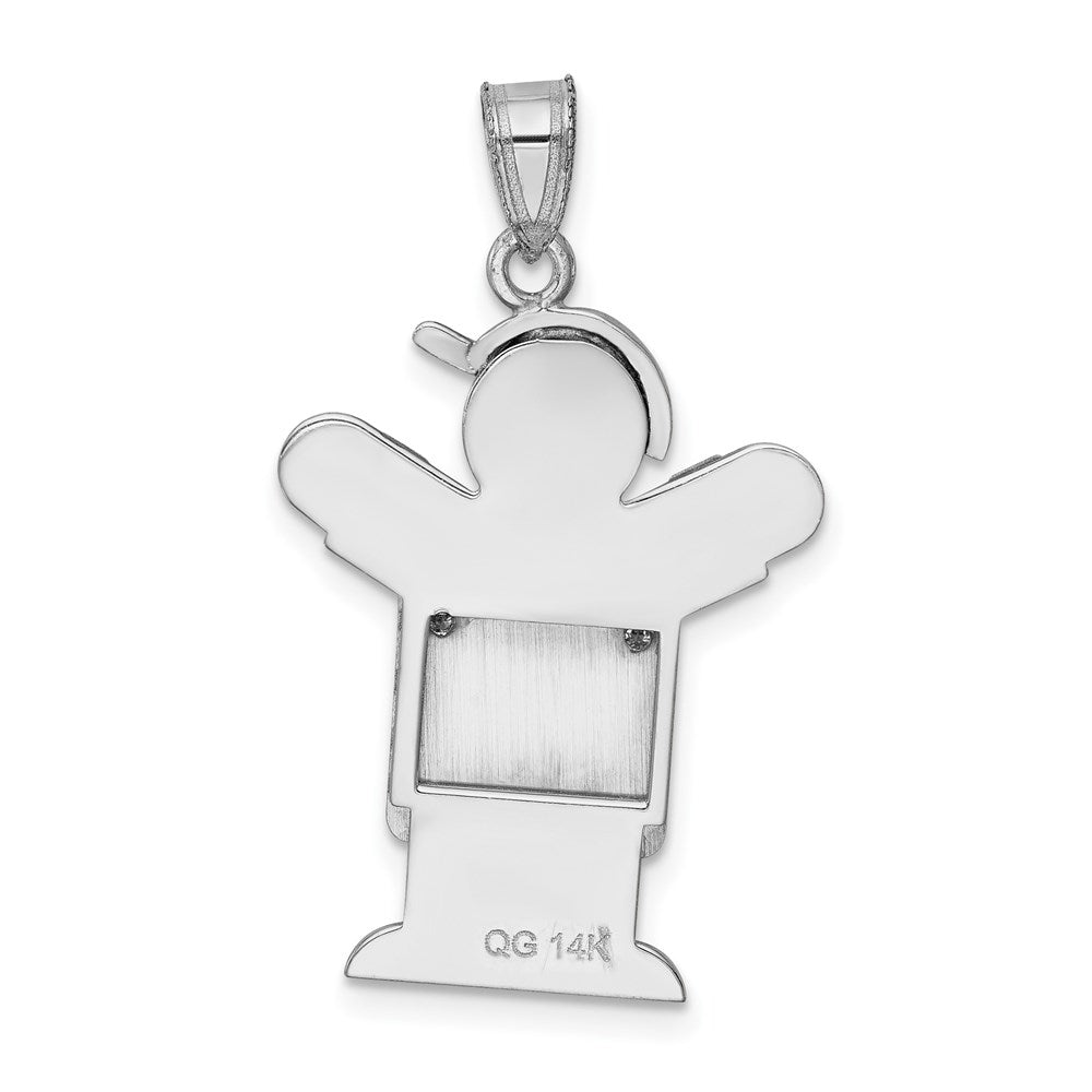 14k White Gold AA Diamond Kid Pendant