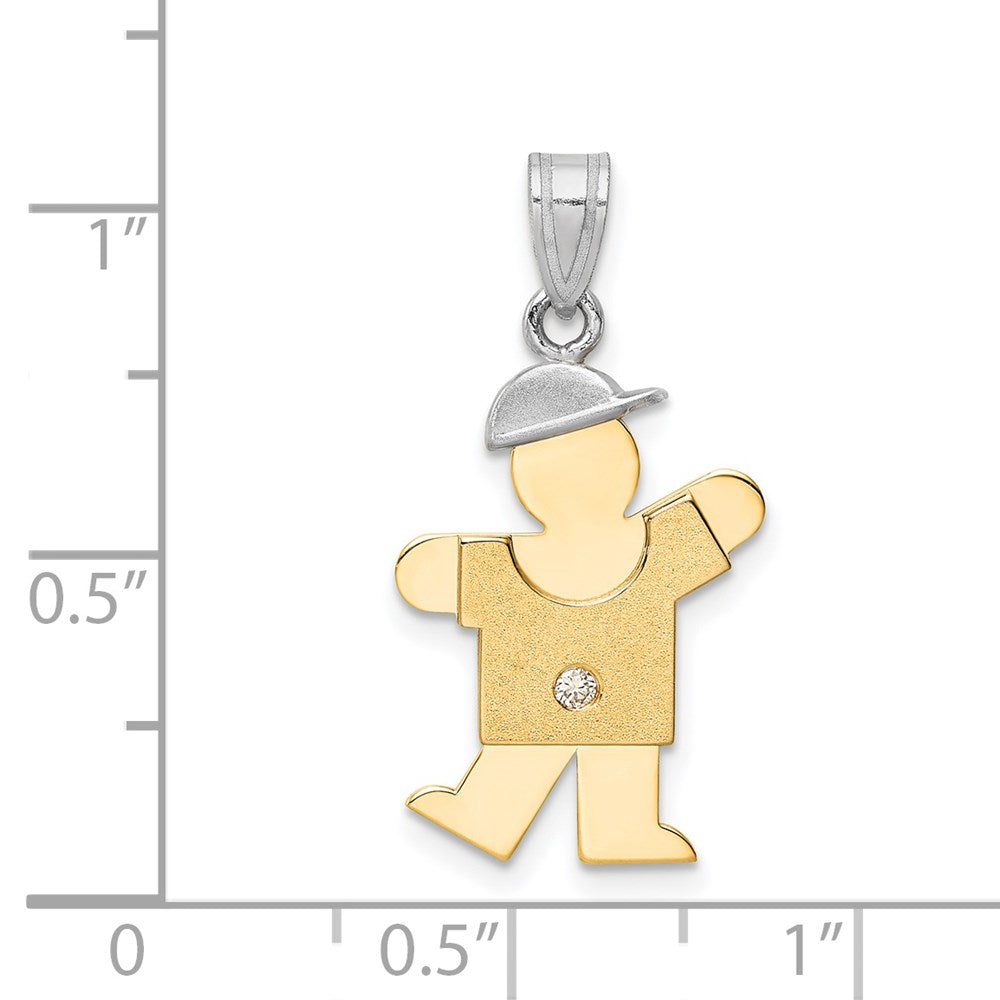 14k Two-tone AA Diamond kid pendant