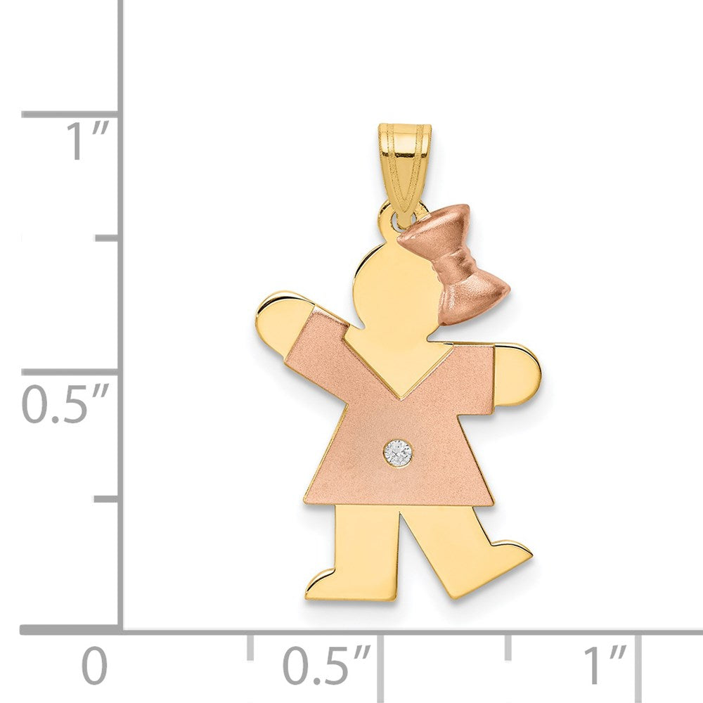 14k Two-tone AA Diamond Kid Pendant