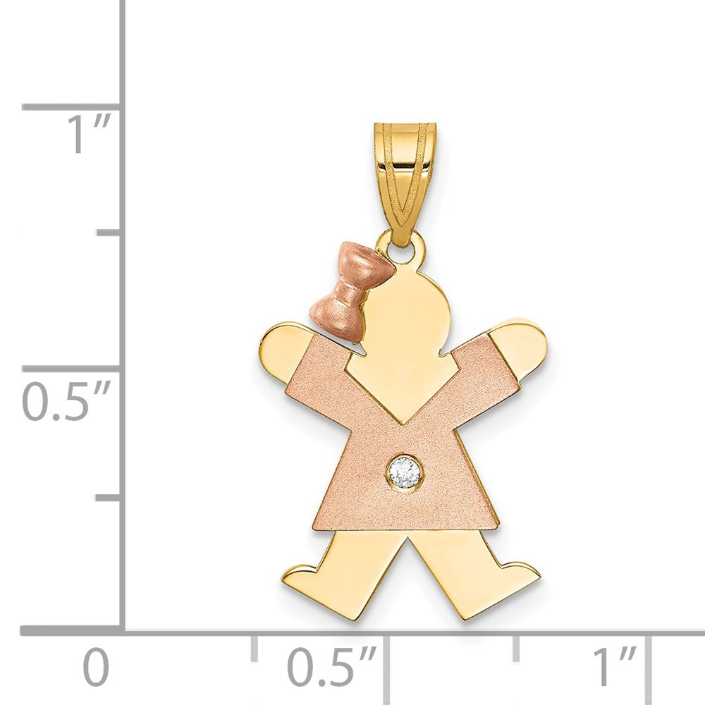 14k Two-tone AA Diamond Kid Pendant