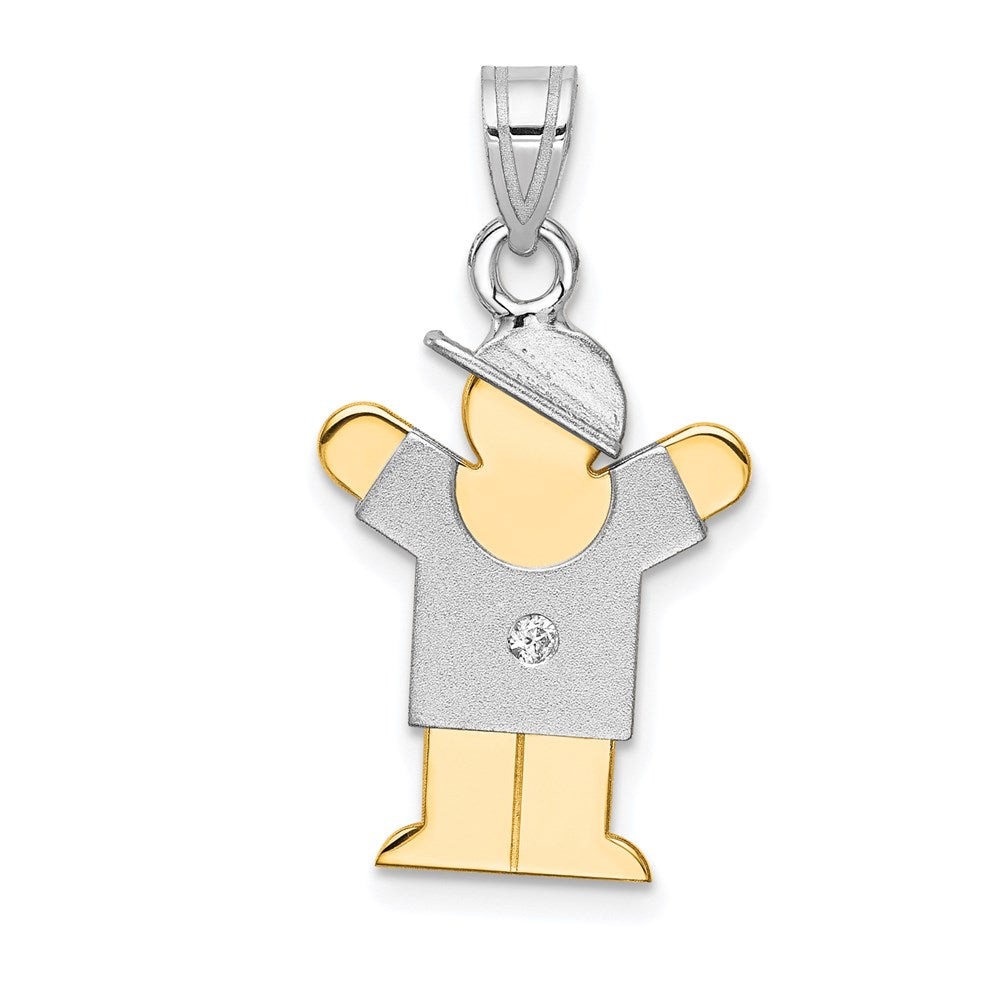 14k Two-tone AA Diamond Kid Pendant