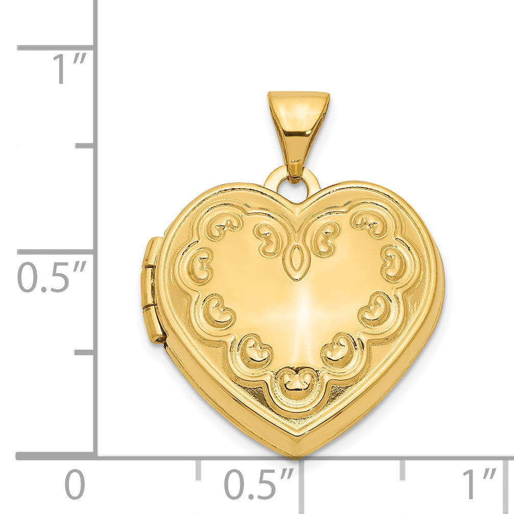 14k Domed Heart Border 18mm Heart Locket