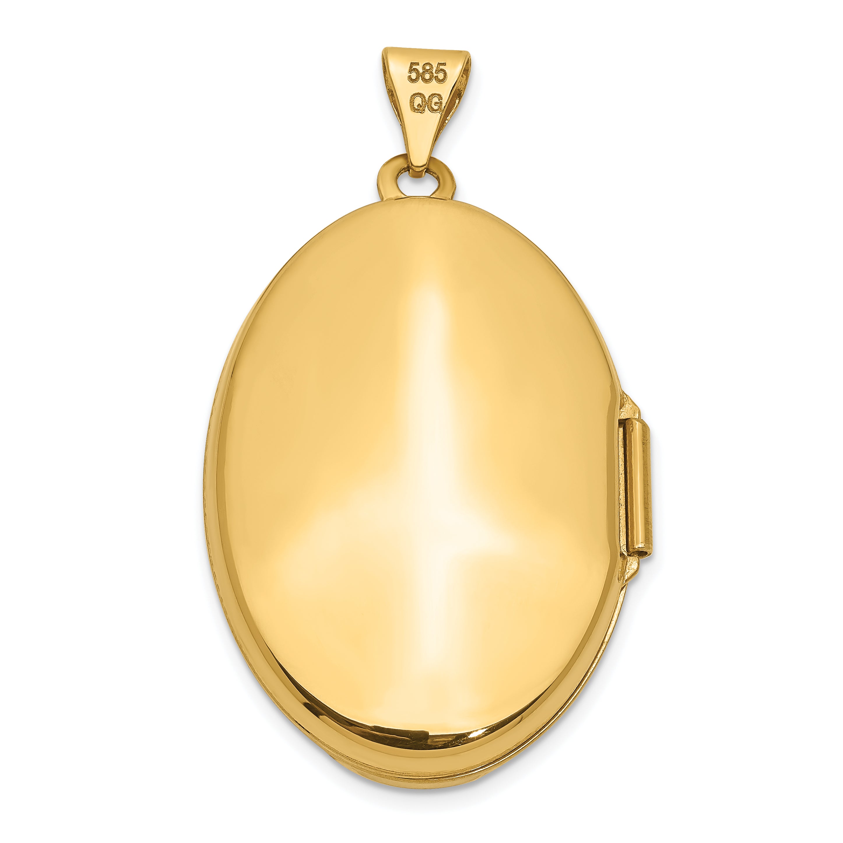 14k Polished Domed Plain 26mm Oval Locket