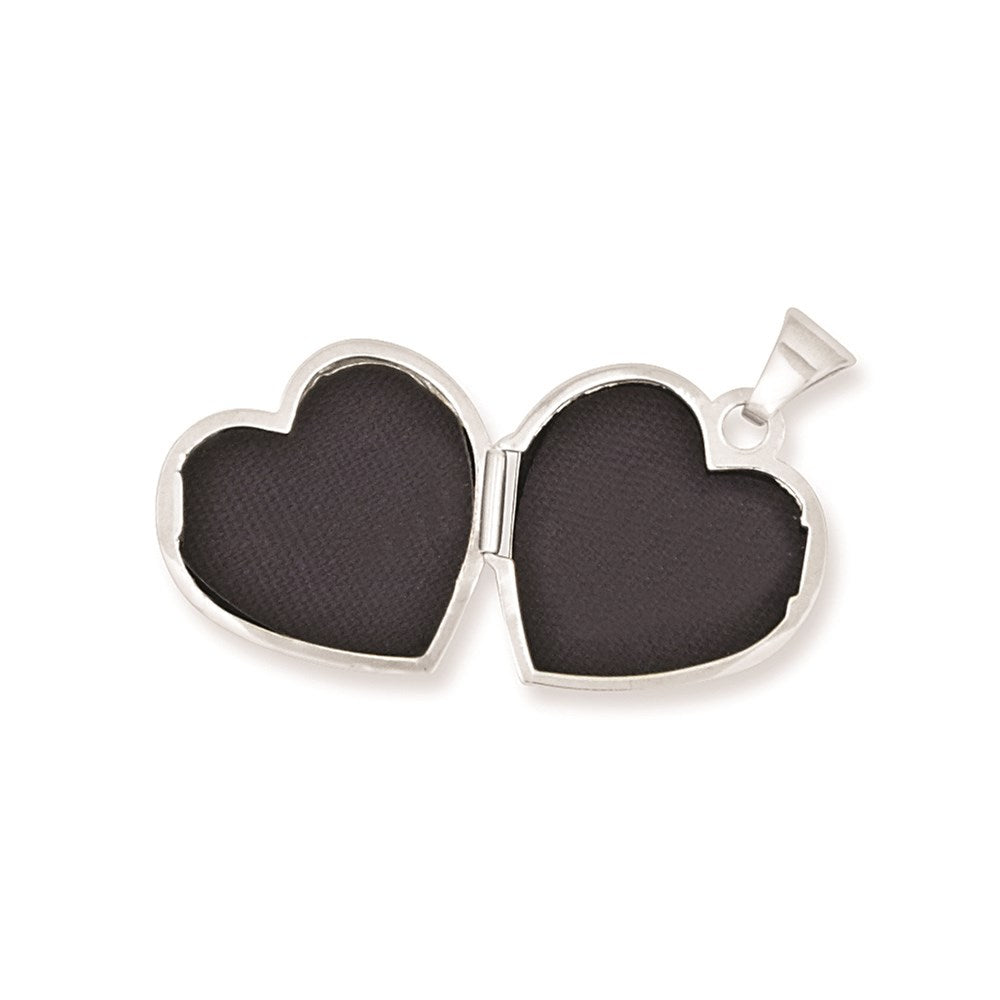 14k White Gold Scroll Pattern Heart Locket