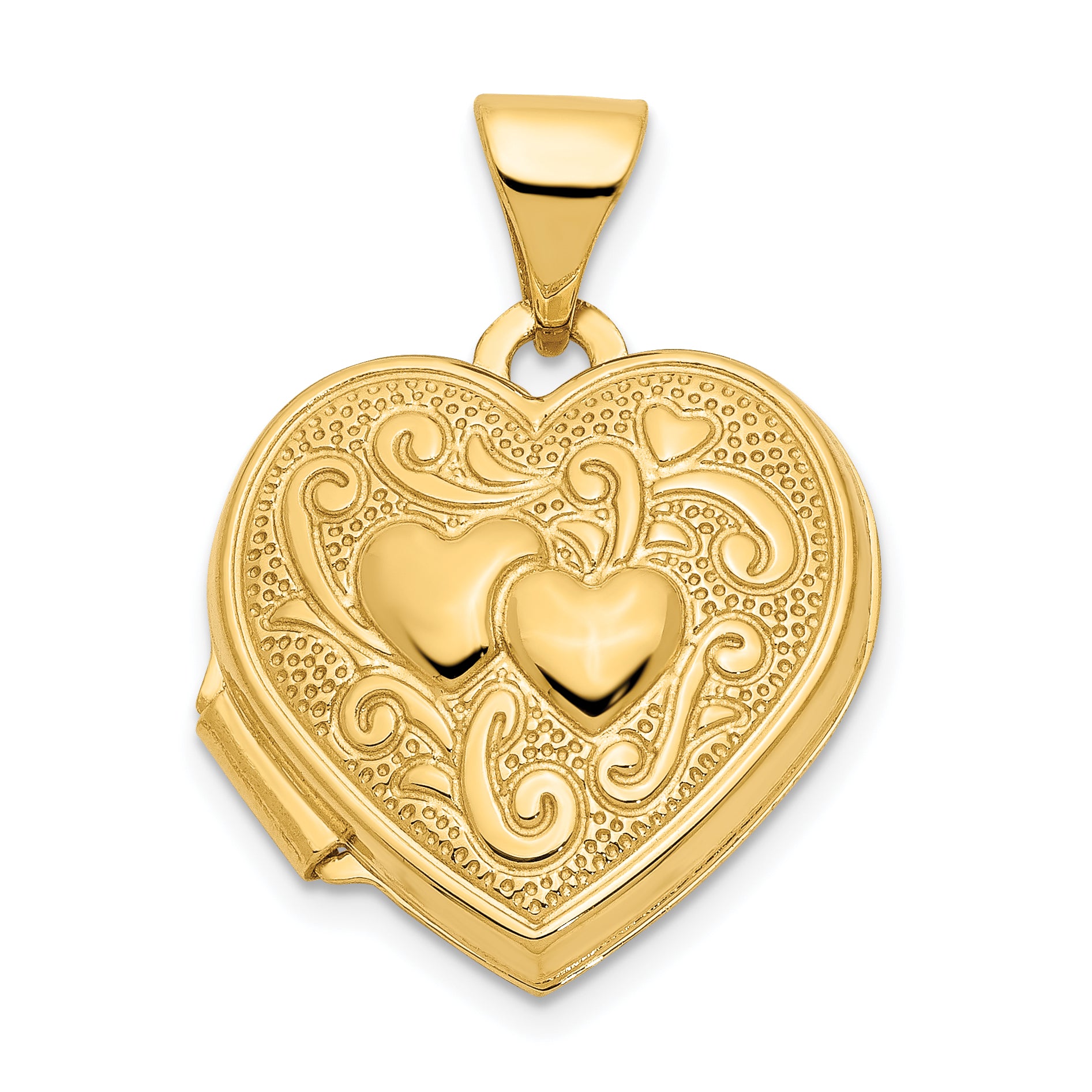 14k Two Hearts 15mm Heart Locket