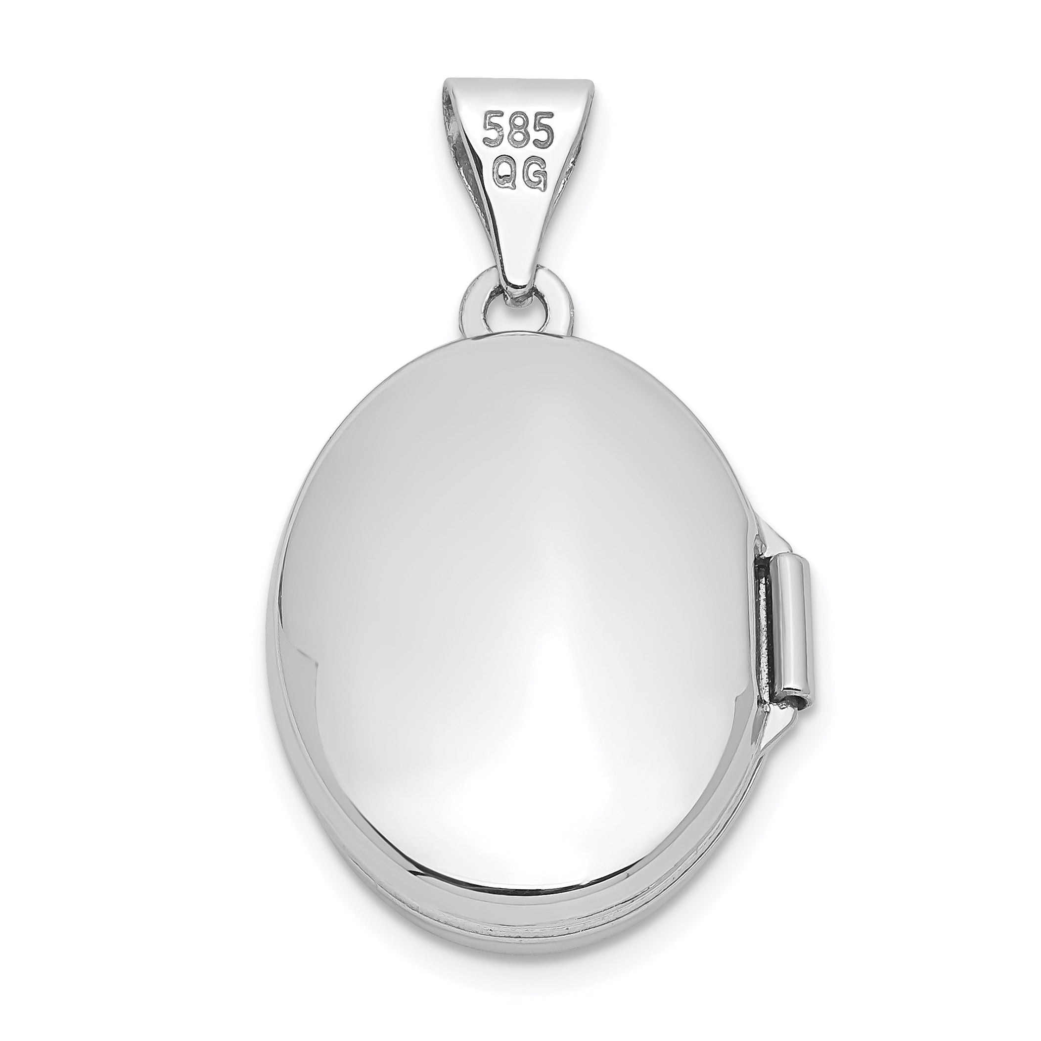 14k White Gold Floral 17mm Oval Locket
