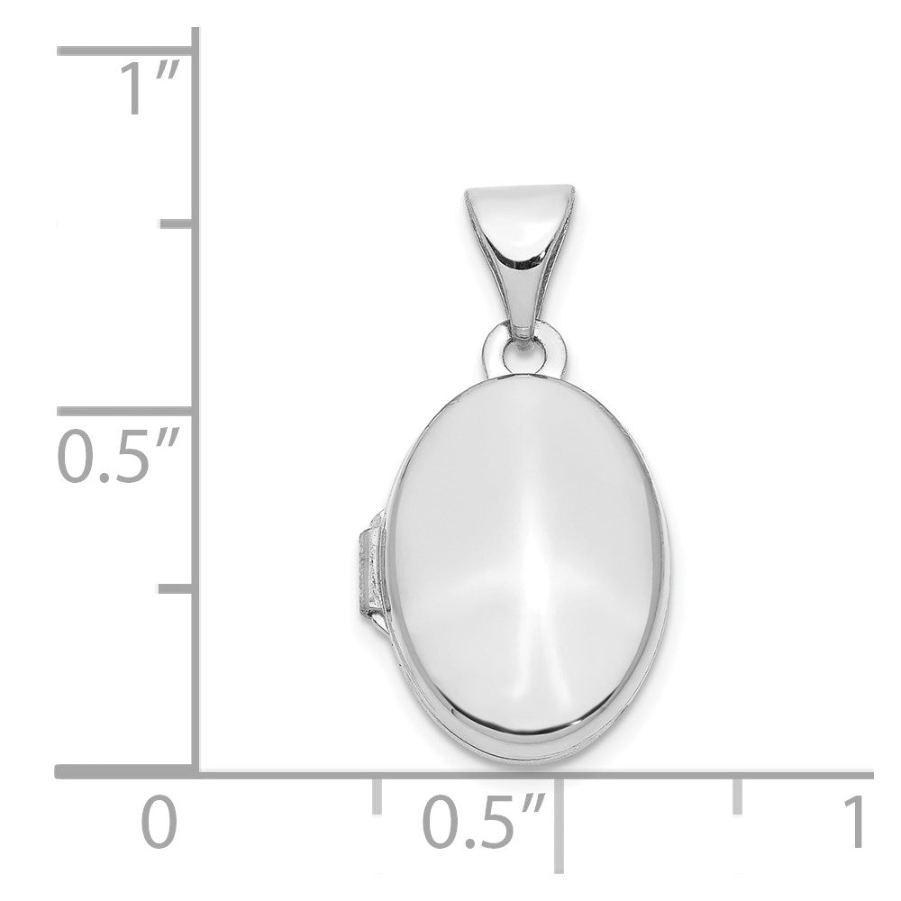 14k White Gold 13mm Oval Plain Assembled Locket
