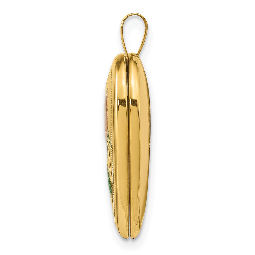 14K 20mm Enamel Rose Heart Locket