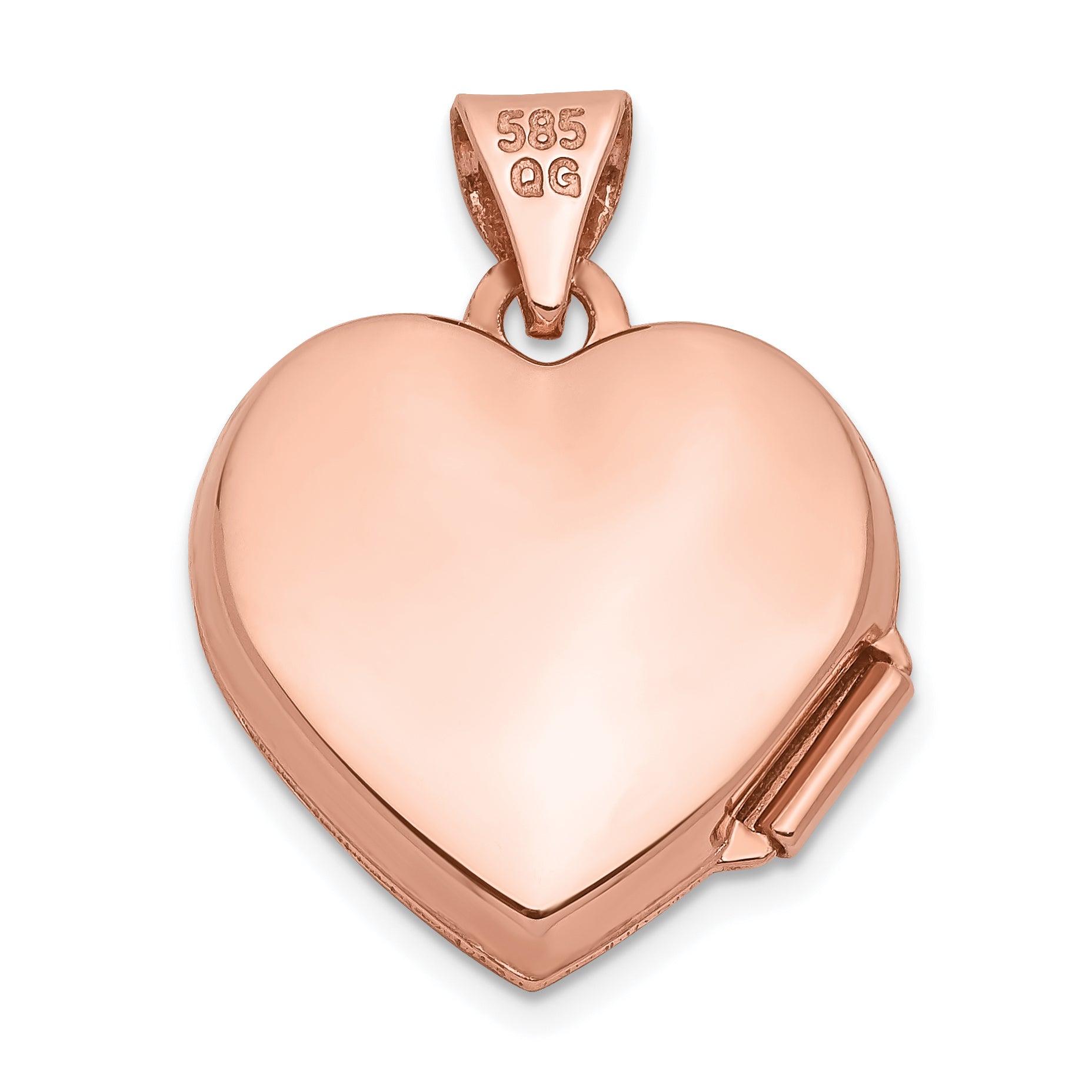 14k Rose Gold Polished Diamond Star 15mm Heart Locket