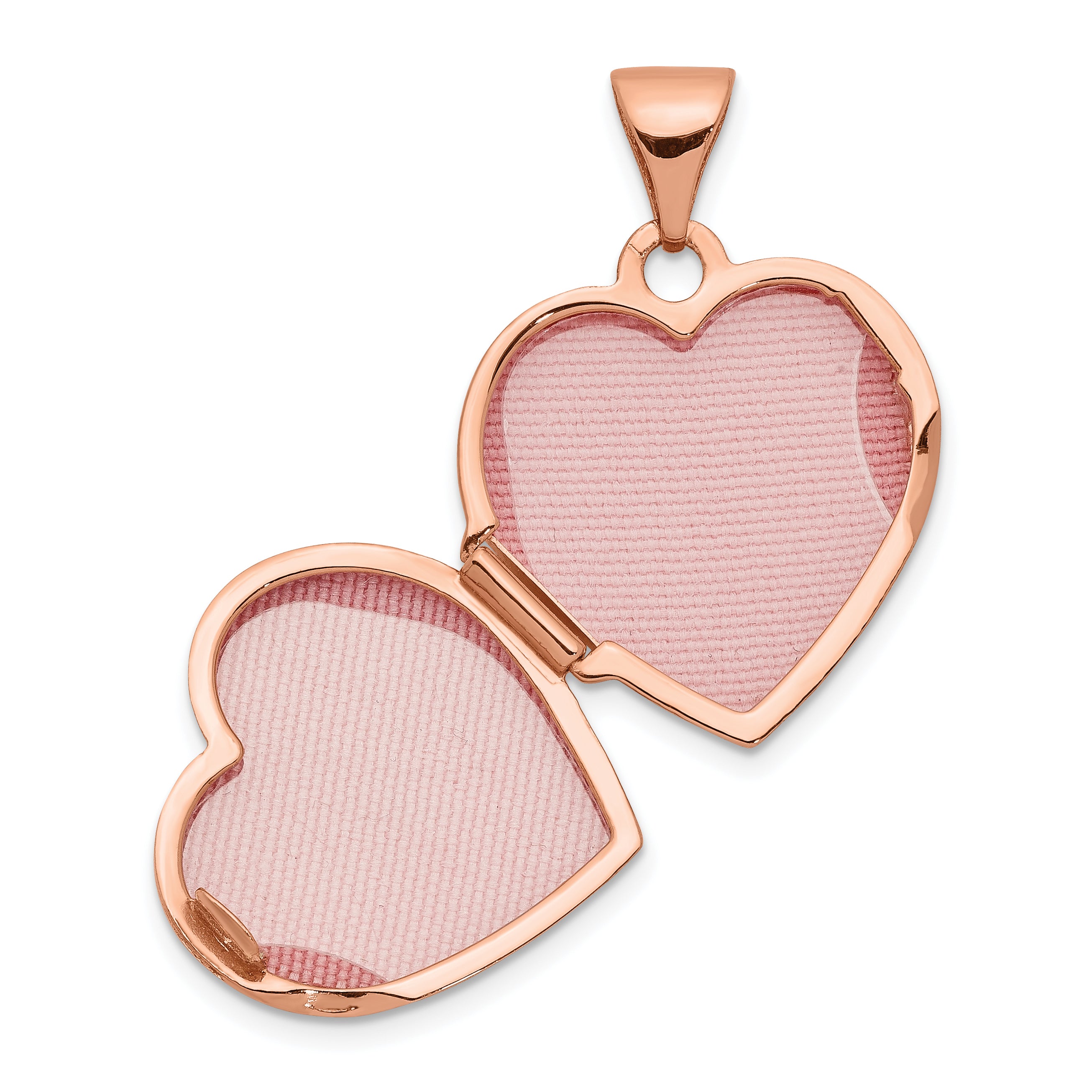 14k Rose Gold Polished Diamond Star 15mm Heart Locket