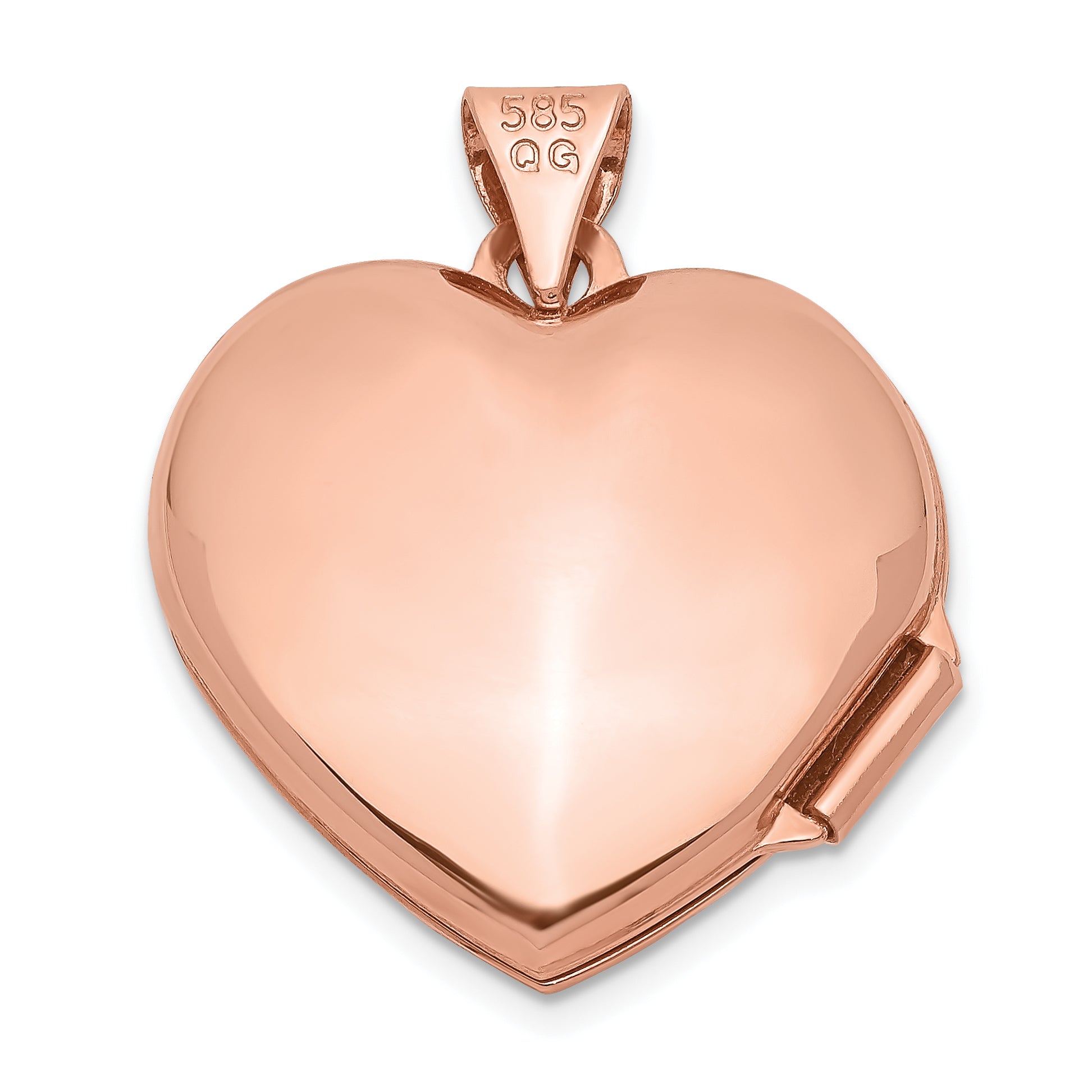 14k Rose Gold Polished Domed 18mm Heart Locket