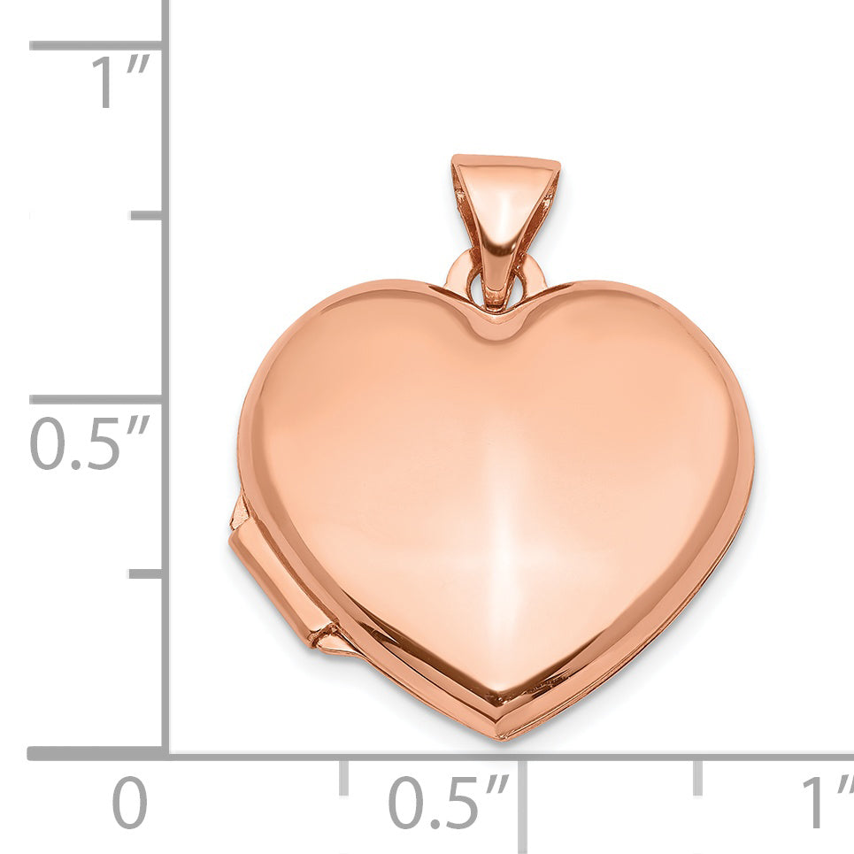 14k Rose Gold Polished Domed 18mm Heart Locket