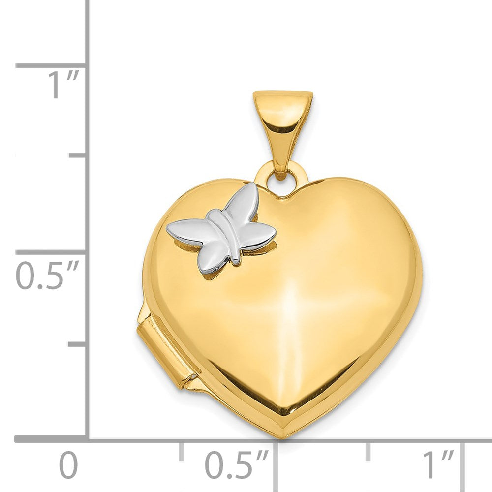 14k Two-Tone 18mm Butterfly Heart Locket