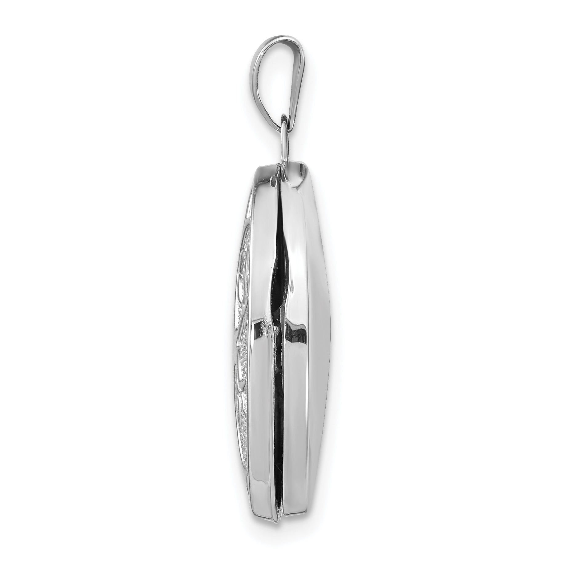 14k White Gold Tree 21x16mm Oval Locket