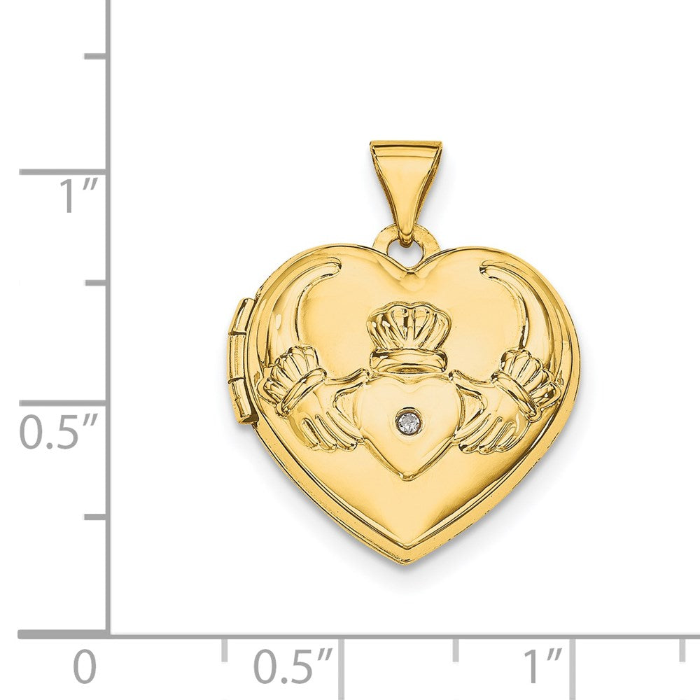 14k Diamond Claddagh Heart Locket
