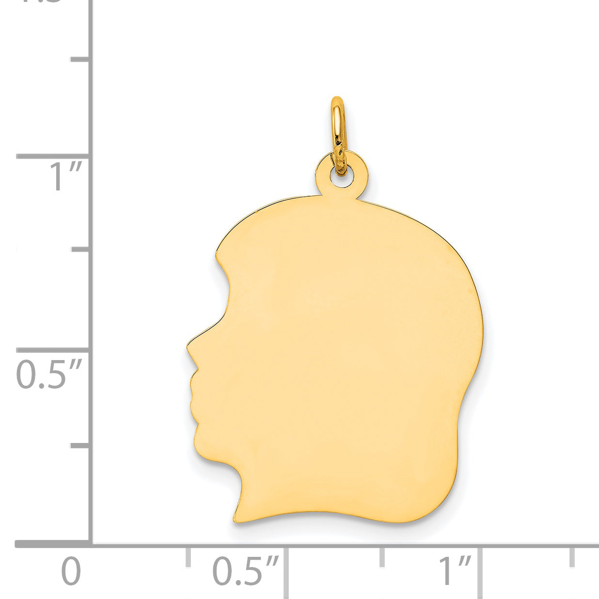 14k Plain Large .011 Gauge Facing Left Engravable Girl Head Charm