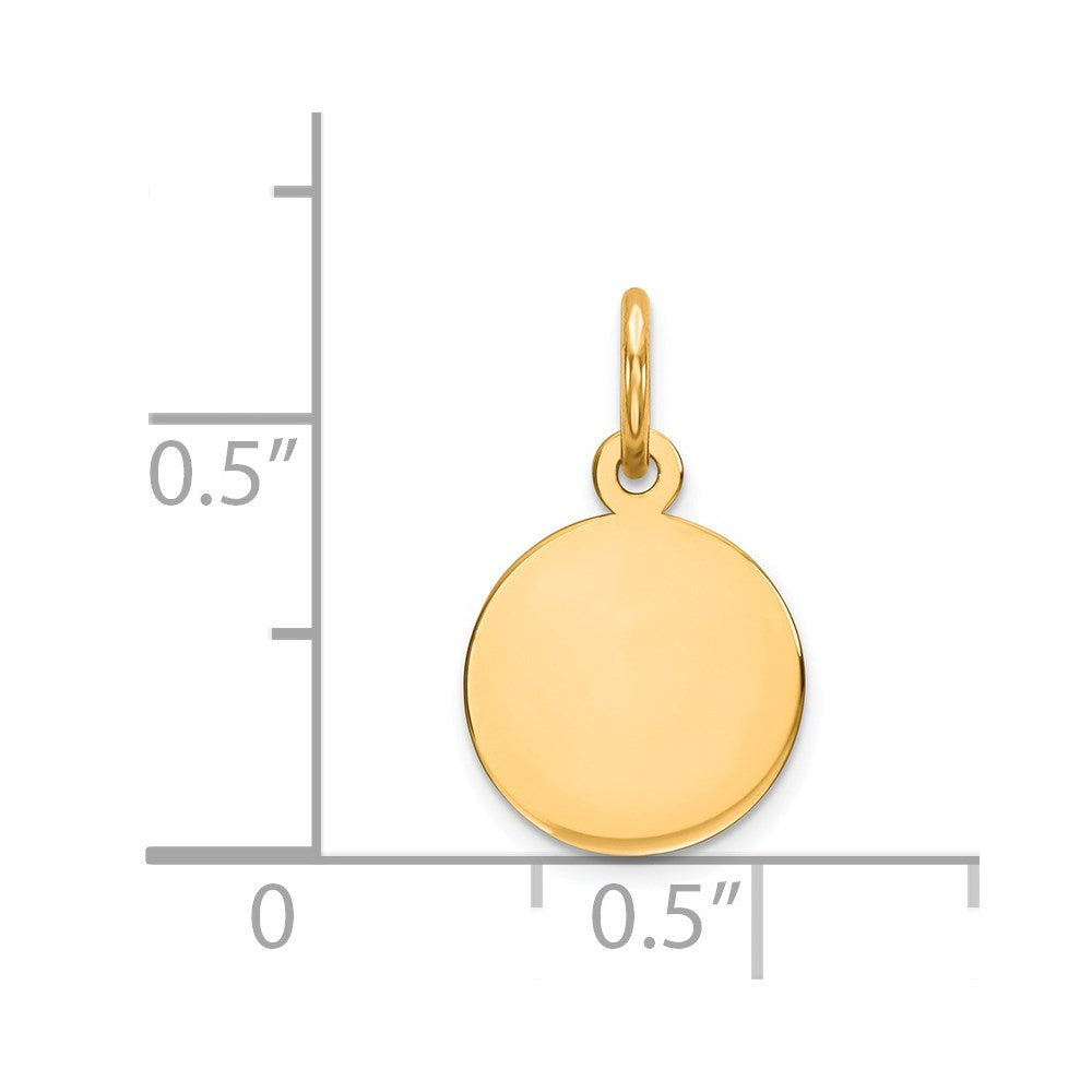 14k Plain .011 Gauge Circular Engravable Disc Charm