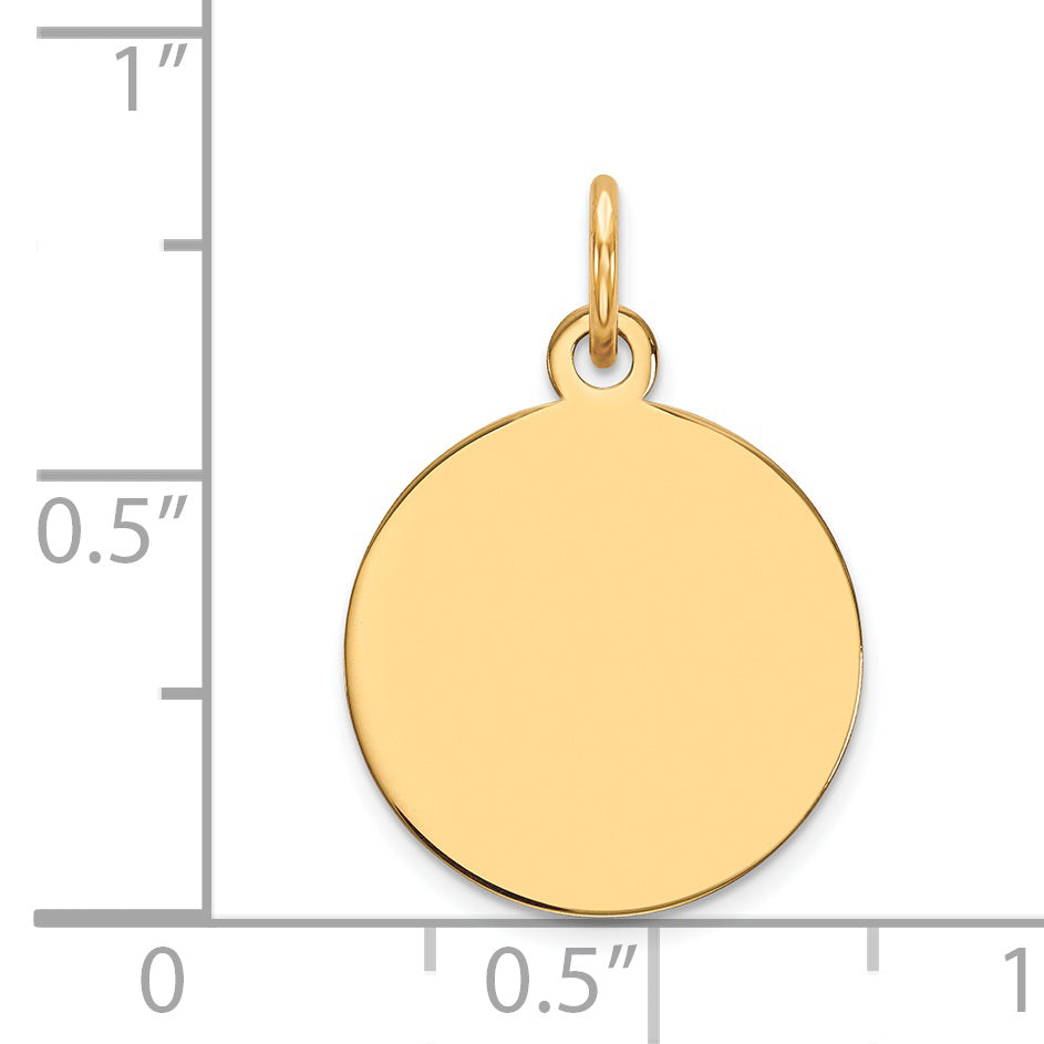 14k Plain .027 Gauge Circular Engravable Disc Charm