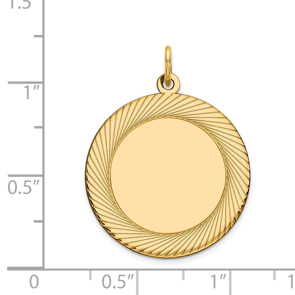 14k Etched Design .018 Gauge Circular Engravable Disc Charm