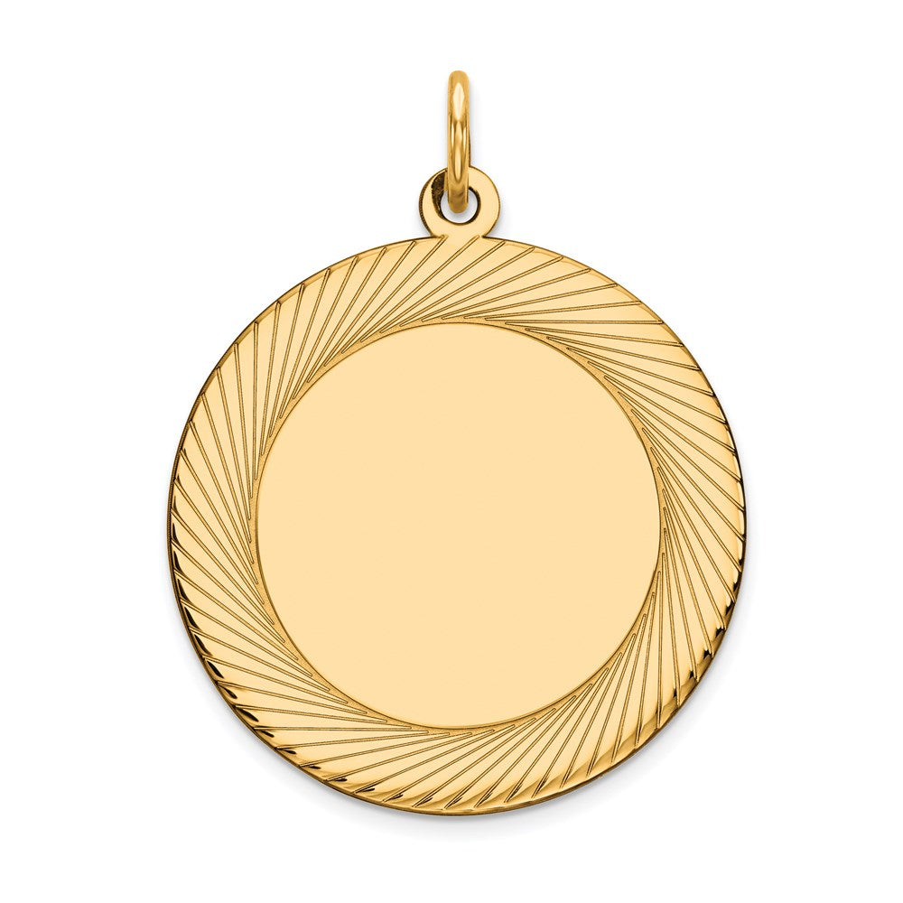 14k Etched Design .018 Gauge Circular Engravable Disc Charm