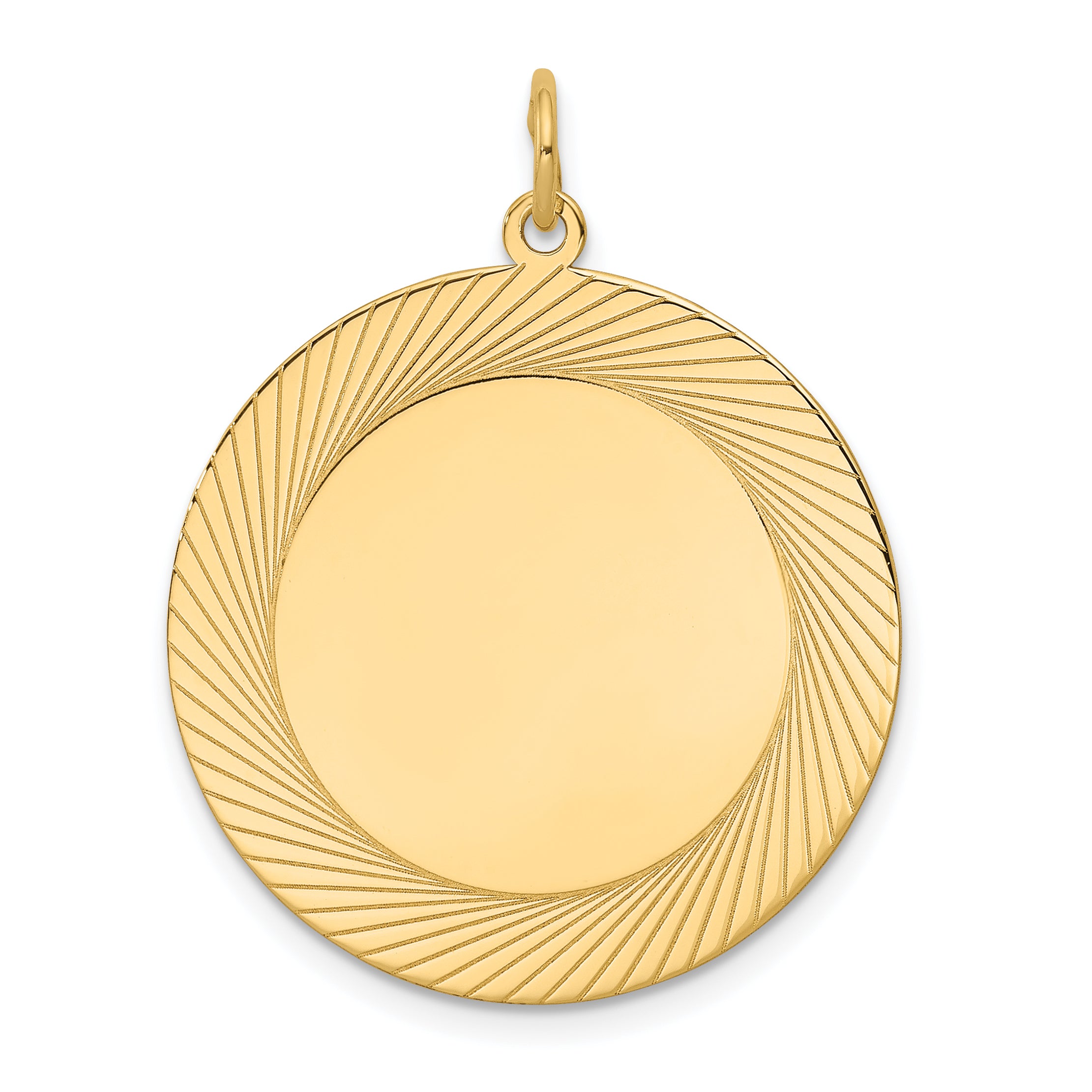 14k Etched Design .018 Gauge Circular Engravable Disc Charm
