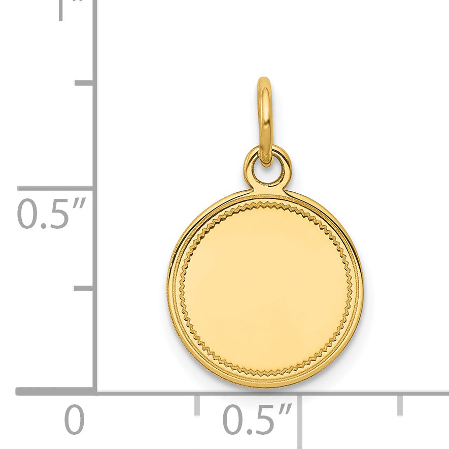 14k Plain .018 Gauge Engravable Round Disc Charm